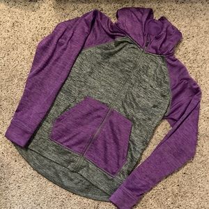 Girls Large Purple & Grey Athletic Zip Hoodie
